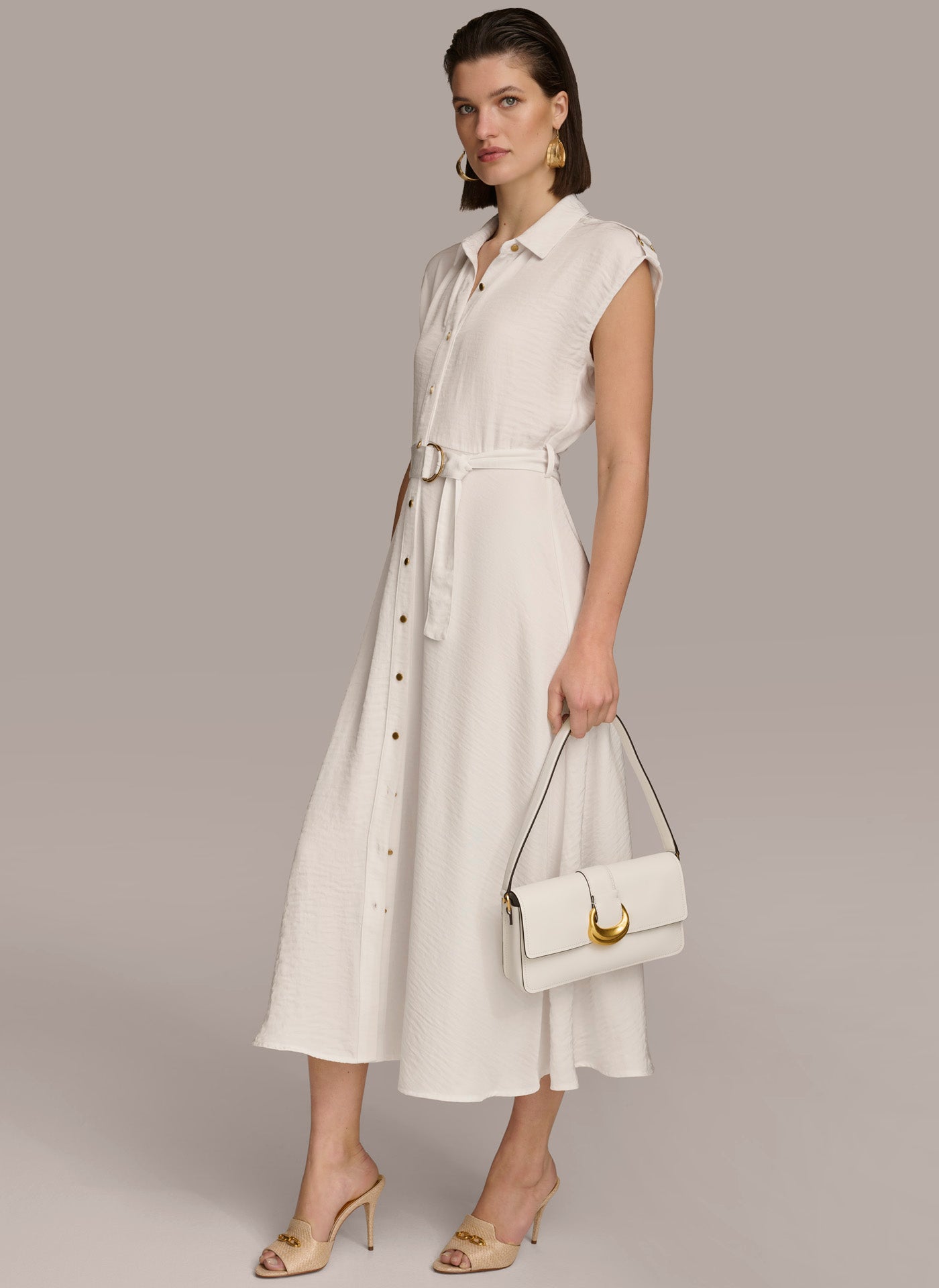 (image for) SOPHISTICATED BUTTON FRONT BELTED DRESS